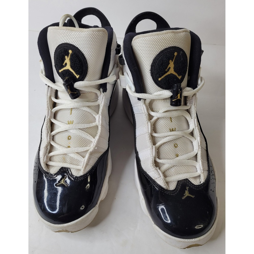 Air Jordan 6 Rings White Black Gold Basketball Shoes 322992-106 Mens